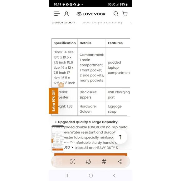 Loveook Viola Backpack Padded Laptop Charge Port Airline Approve Diaper Bag READ - Picture 7 of 7